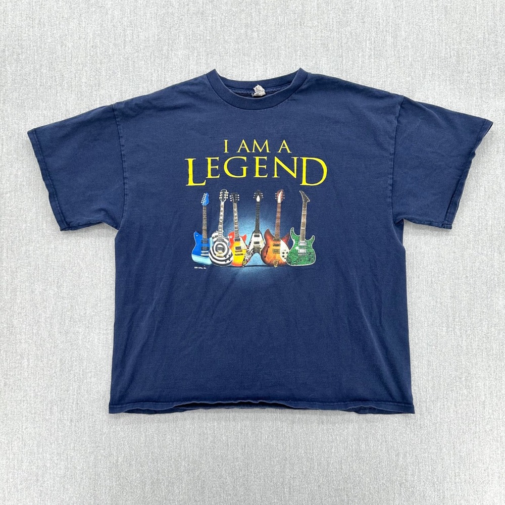 Vintage I Am A Legend Guitar Graphic T-Shirt Men's XL Navy Blue Delta Pro Weight